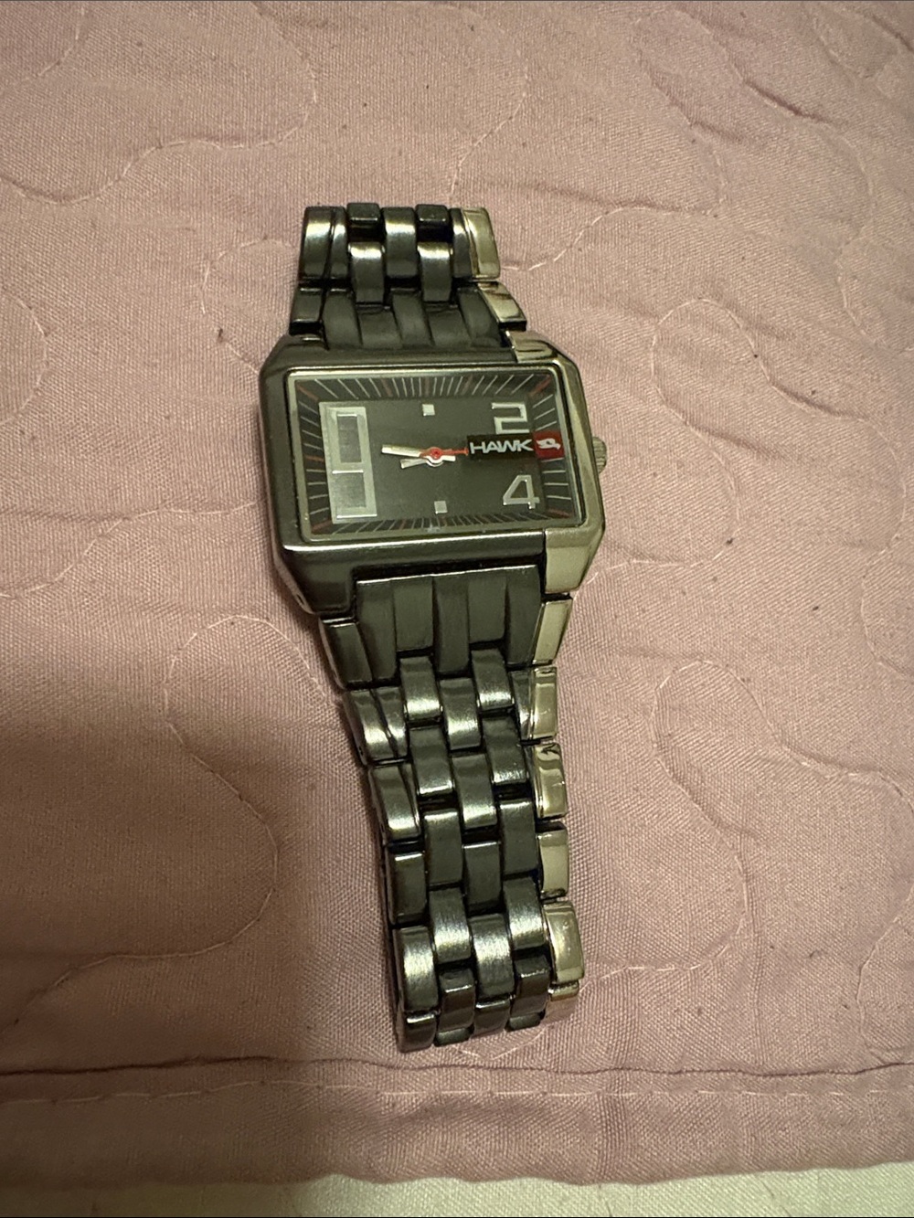 Hawk Men's Rectangular Black Stainless Watch